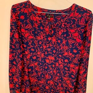 Talbots Woman 2x Blouse Red & Navy Blue